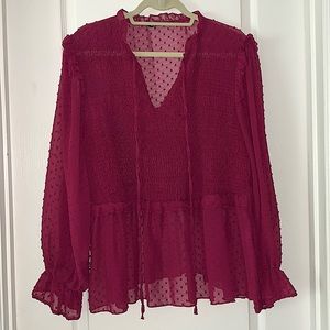 Shein chiffon Swiss dot baby doll blouse